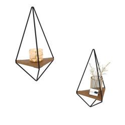 Настінна полиця подвійна дизайнерська в стилі Loft з ЛДСП 2 серія колір родос темний розмір 600х300х200 мм