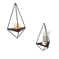 Настенная полка дизайнерская двойная в стиле Loft с ЛДСП 2 серия цвет венге размер 600х300х200 мм