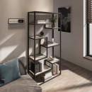 Стеллаж на 8 полочек в гостиную Korob Loft цвет дуб сомона (1600х800х300)