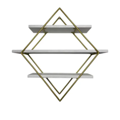 Настінна полиця у формі ромба з трьох частин з ЛДСП у стилі лофт розмір 580х600х150 мм