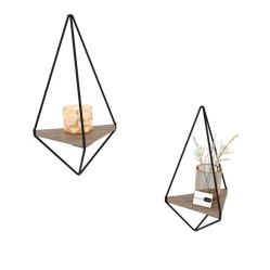 Настінна полиця подвійна дизайнерська в стилі Loft з ЛДСП 2 серія колір шамоні темний розмір 600х300х200 мм