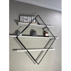 Дизайнерська настінна полиця у формі ромба з ламінованого ДСП у стилі лофт розмір 760х800х150 мм