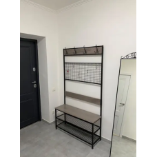 Прихожая с крючками для одежды и обуви в стиле лофт с ЛДСП размер 1800х1000х300 мм