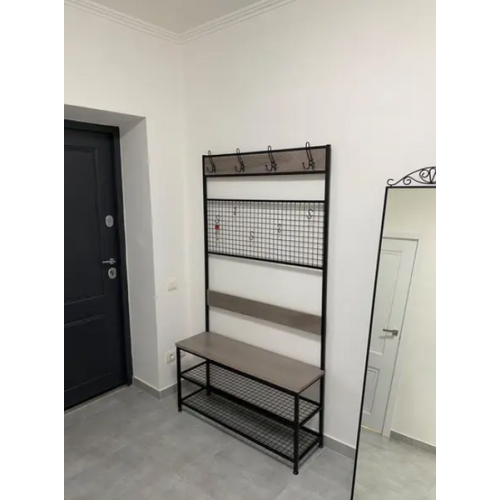 Прихожая с крючками для одежды и обуви в стиле лофт с ЛДСП размер 1800х1000х300 мм