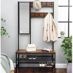 Передпокій з дзеркалом для одягу та взуття з ламінованого ДСП у стилі лофт розмір 1850х1000х400 мм