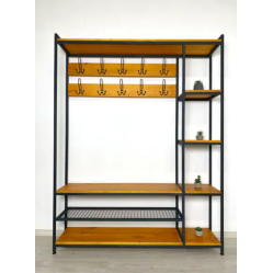 Прихожая с боковыми полками для одежды и обуви из ЛДСП в стиле лофт размер 1800х1400х300 мм