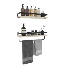 Настінна подвійна полиця для рушників з ЛДСП в стилі лофт колір дуб сомона розмір 70х500х150 мм