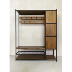 Прихожая для одежды и обуви с боковыми закрытыми тумбами из ЛДСП в стиле лофт размер 2000х1600х400 мм