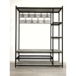 Прихожая для одежды и обуви с крючками из ламинированного ДСП в стиле лофт размер 1800х1400х300 мм