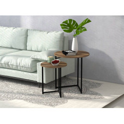 Комплект круглых журнальных столиков 2 шт в стиле лофт из ЛДСП размер 500х400 мм