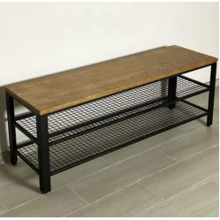 Банкетка з полицею з ламінованого ДСП у стилі лофт розмір 450х1200х350 мм 