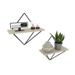 Настінна полиця подвійна для офісу та дому з ЛДСП в стилі Loft колір шамоні світлий розмір 500х400х200 мм 