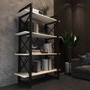 Стеллаж Loft на 4 полочки (1370х900х400) для дома и офиса ( шамони светлый )