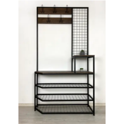 Прихожа для одягу та взуття з відкритими полицями та гачками з ЛДСП в лофт стилі розмір 2000х1050х350 мм