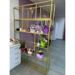 Стеллаж со стеклом для цветов и аксессуаров для дома и офиса в стиле лофт размер 2200х1500х300 мм