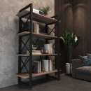 Стеллаж Loft на 4 полочки (1370х900х400) для дома и офиса ( шамони темный )